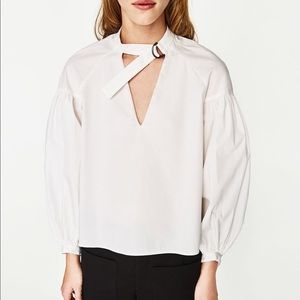 Zara White Puff Sleeve Top